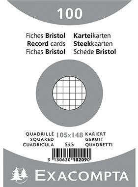 Exacompta Karteikarte DIN A6 kariert weiß 100 St./Pack. – 205 g/m², PEFC