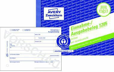 Avery Zweckform Einnahme-/Ausgabebeleg 1205 DIN A6 quer, 50 Blatt, 1 Durchschlag, Blaupapier