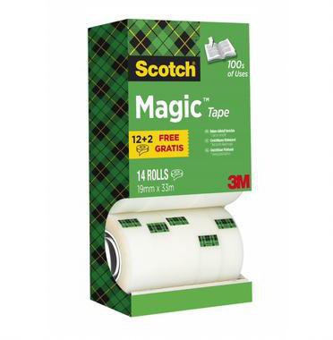 Scotch Klebefilm Magic 810 19mm x 33m – 14 Rollen, transparent, beschriftbar, hitzebeständig
