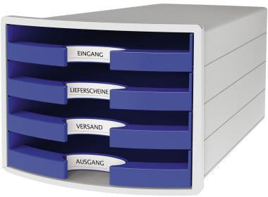 HAN Schubladenbox IMPULS 1013-11, DIN A4/C4, 4 Fächer, lichtgrau, stapelbar