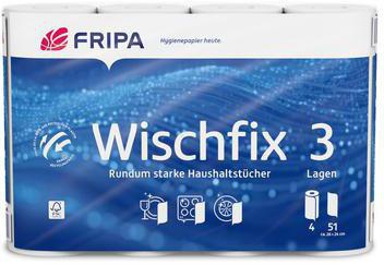Fripa Wischfix Küchenrolle 3-lagig, 100 % Frischzellstoff, hochweiß, 4 Rollen