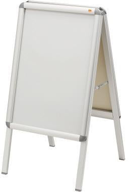 NOBO Plakatständer Premium Plus DIN A2 Alurahmen silber – wetterfester Kundenstopper