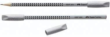 Faber-Castell Radierer ERASER CAP GRIP 2001 – 2 Stück, grau/weiß, PVC-frei, für Bleistifte & Buntstifte