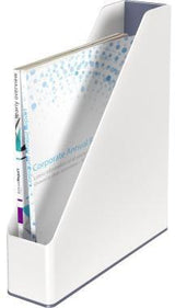 Leitz Stehsammler WOW 53621001 DIN A4 PS weiß/grau – Design-Zeitschriftenhalter
