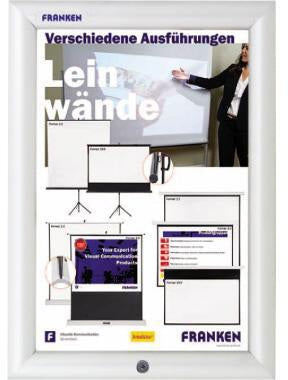 FRANKEN Bilderwechselrahmen Security DIN A4 Aluminium silber – abschließbar, für Außenbereich