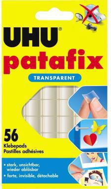 UHU patafix Klebepad 12x12 mm transparent – 56 Stück, rückstandslos ablösbar, unsichtbar