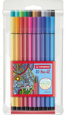 STABILO Fasermaler Pen 68 Kunststoffetui 20 Stück farbig sortiert 1 mm