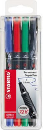 STABILO Folienstift OHPen universal 0,4 mm – 4er Set farbig sortiert, geruchsarme Tinte