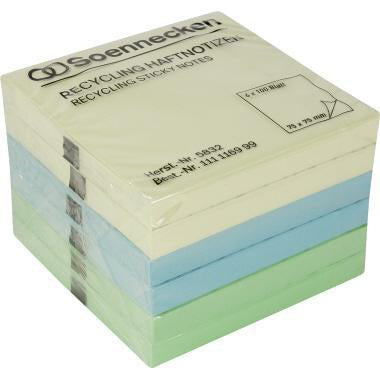 Soennecken Haftnotiz oeco Recycling 75x75 mm, 6 Blöcke à 100 Blatt, farbig sortiert