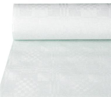 PAPSTAR Damasttischtuch 12542 50x1m Papier weiß – Tischtuchrolle aus 100 % recyceltem Papier