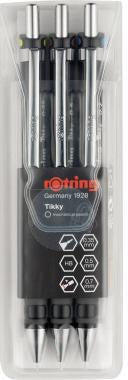 rotring Tikky Druckbleistift 3er-Pack – 0,35/0,5/0,7 mm HB, Soft-Touch-Griff