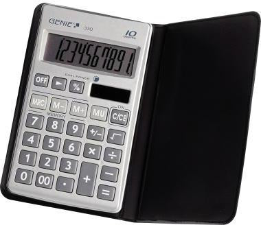 GENIE 330 Taschenrechner 10-stellig silber/schwarz mit Solar- und Batteriebetrieb