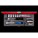 KING TONY Profi-Werkzeuge - 3/8" Zoll Steckschlüssel-Set, mit Zubehör - 20 tlg. 3020SR01