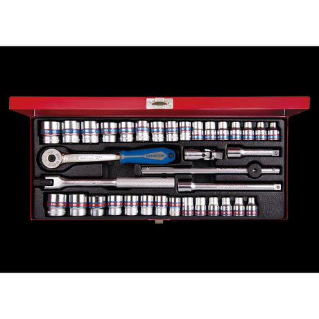 KING TONY Profi-Werkzeuge - 3/8" Steckschlüssel-Set, metrisch + Zoll, Steckleiste - 13 tlg. 3036CR02