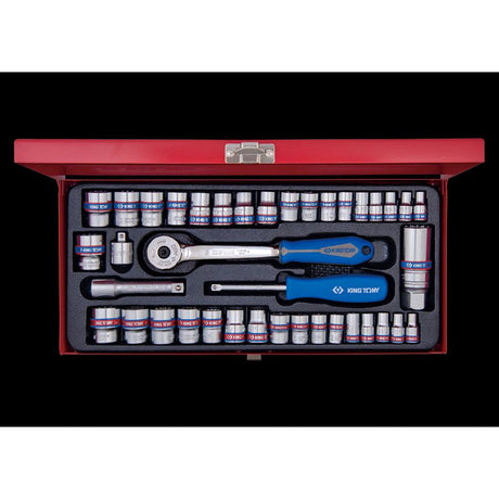 KING TONY Profi-Werkzeuge - 1/4"+ 3/8" Steckschlüssel-Set, metrisch und Zoll, Zubehör - 39 tlg. 5039CR04