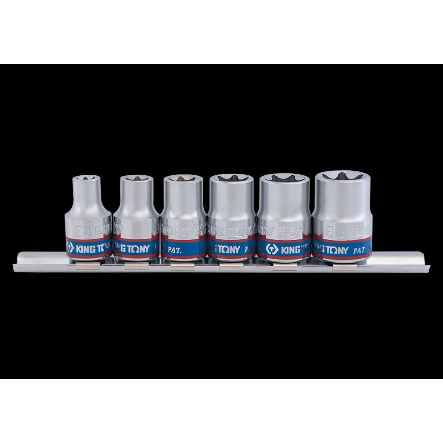 KING TONY Profi-Werkzeuge - 3/8" TORX® Steckschlüssel-Set, Steckleiste - 6 tlg. 3106PR