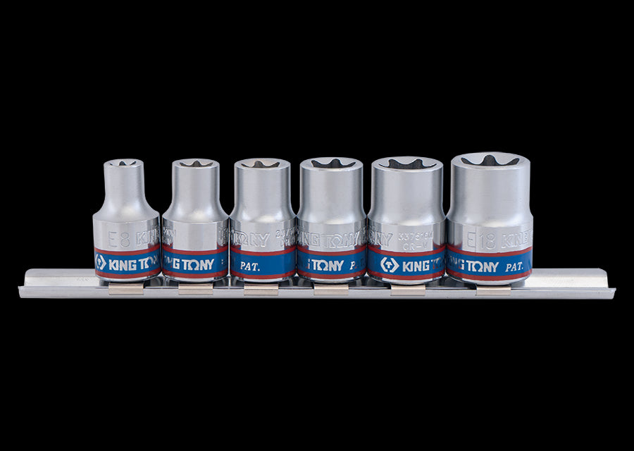 KING TONY Profi-Werkzeuge - 3/8" TORX® Steckschlüssel-Set, Steckleiste - 6 tlg. 3106PR