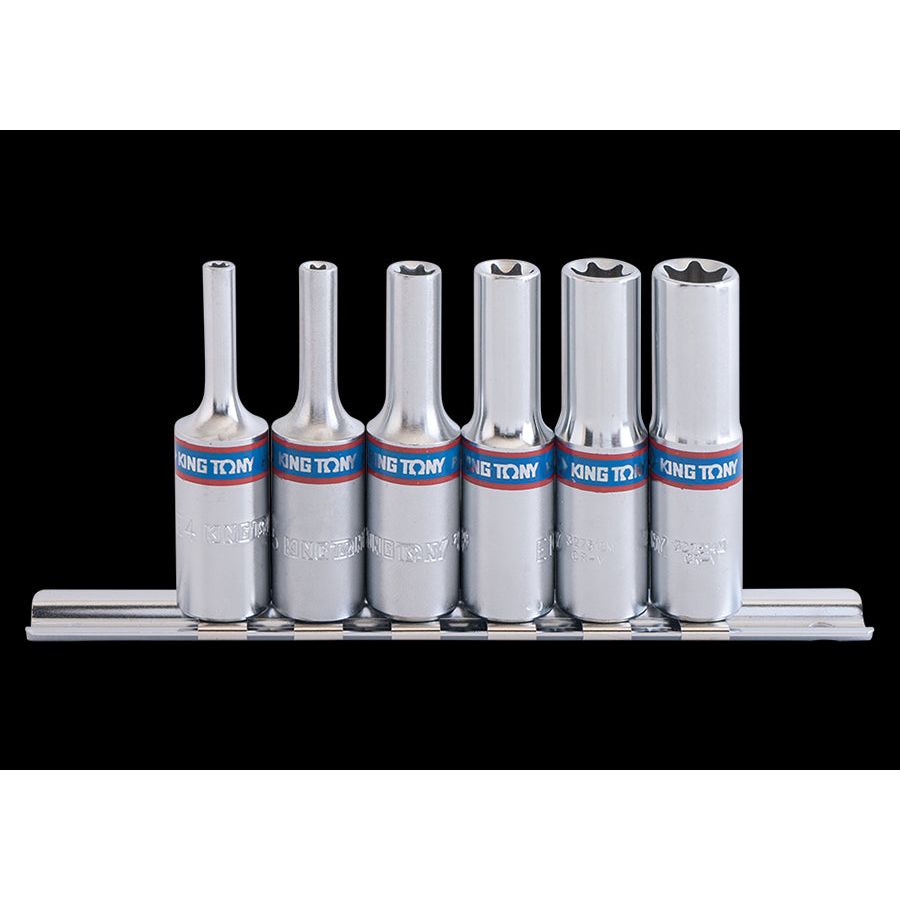 KING TONY Profi-Werkzeuge - 3/8" TORX® Steckschlüssel-Set, Steckleiste - 6 tlg. 3116PR