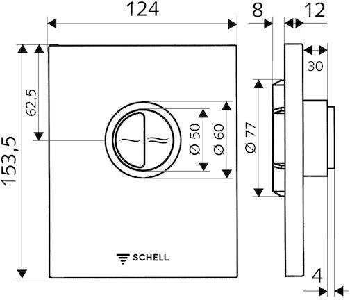 SCHELL WC-Betätigungsplatte EDITION Eco ND 100 – Zweimengenspülung, chrom, für Unterputz-Druckspüler