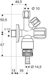 SCHELL Kombi-Eckventil COMFORT RV, RB, 1/2 Zoll, chrom – mit Rohrbelüfter & Rückflussverhinderer