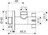 SCHELL Design-Eckventil 4WING regulierbar, 1/2 Zoll, chrom – ohne Verschlussschraube