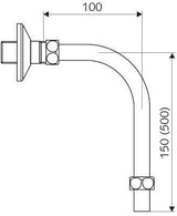 SCHELL Abgangsbogen VITUS DN 15, 90 Grad, 15x100x150, chrom, ablängbar