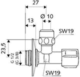 SCHELL Eckventil COMFORT regulierbar, kurze Bauform, ASAG, 3/8 Zoll, chrom – 5 Stück