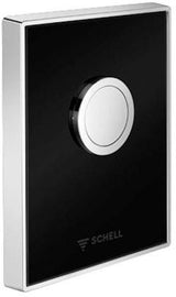 SCHELL WC-Betätigungsplatte AMBITION Echtglas schwarz, Rahmen chrom – Ein-Knopf für Unterputz-Druckspüler
