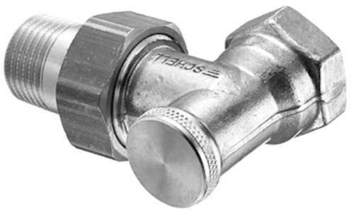 SCHELL Heizkörperverschraubung Eckform absperrbar 10 bar 1/2 Zoll mattnickel