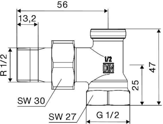 SCHELL Heizkörperverschraubung Eckform absperrbar 10 bar 1/2 Zoll mattnickel