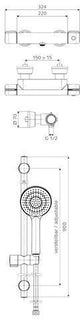 SCHELL Aufputz-Duscharmatur MODUS MD-T Mischwasser mit Brausegarnitur, Thermostat, chrom