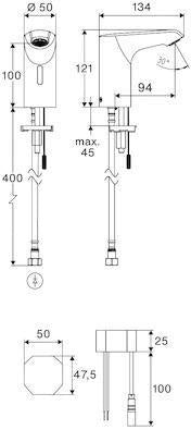 SCHELL XERIS E2 HD-K Elektronische Waschtisch-Armatur, Kaltwasser, Unterputznetzteil, small, chrom