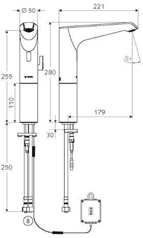 SCHELL XERIS E HD-M Elektronik-Waschtischarmatur mit Infrarot-Sensor, Batteriebetrieb, chrom