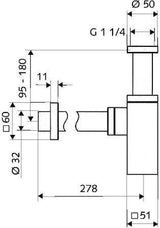 SCHELL Design-Siphon QUAD chrom – Flaschensiphon DN 32 mit Rosette