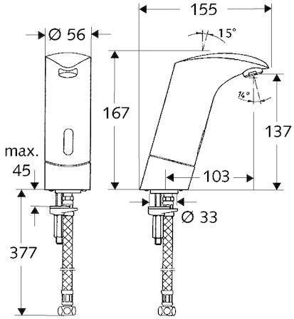SCHELL VENUS E HD-K Elektronische Waschtisch-Armatur mit Infrarotsensor, Kaltwasser, Chrom