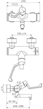 SCHELL VITUS VW-AH-T Aufputz-Waschtischarmatur mit Thermostat und Klinik-Armhebel, chrom