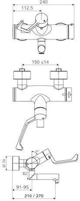SCHELL VITUS VW-AH-T Aufputz-Waschtischarmatur mit Thermostat und Klinik-Armhebel, chrom