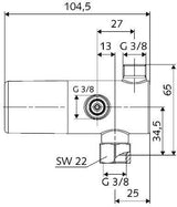SCHELL Eckventil-Thermostat RV mit Filter, 3/8 Zoll, chrom – Verbrühungsschutz