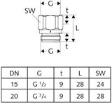SCHELL Rückflussverhinderer für Wannen- und Brausebatterien, 1/2 Zoll, chrom – DN 15 Durchflussform