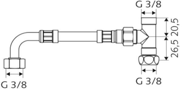 SCHELL Anschlussset für Eckventil-Thermostat DN 10, chrom – Flexibler Clean-Flex S-Schlauch 300 mm