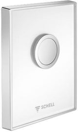 SCHELL WC-Betätigungsplatte AMBITION Echtglas schwarz, Rahmen chrom – Ein-Knopf für Unterputz-Druckspüler