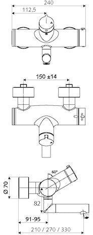 SCHELL VITUS VW Auf/Zu-T Aufputz-Waschtischarmatur mit ThermoProtect-Thermostat, verchromt