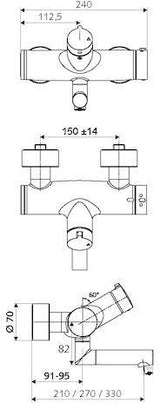 SCHELL VITUS VW Auf/Zu-T Aufputz-Waschtischarmatur mit ThermoProtect-Thermostat, verchromt