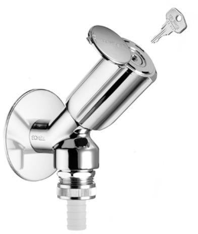 SCHELL Geräteschrägsitzventil SECUR RV, RB, gleichschließend, 1/2Z, chrom – abschließbarer Sanitärgriff