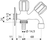 SCHELL Kombi-Auslaufventil COMFORT – DN 15, chrom, mit Schlauchverschraubung und Rosette