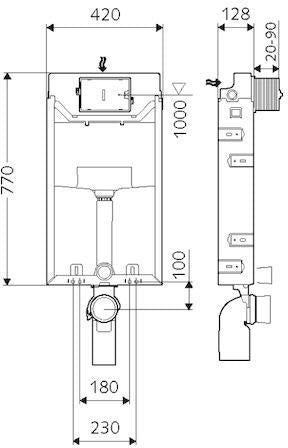SCHELL WC-Modul MONTUS C-N 120 mit Unterputz-Spülkasten 12 cm – Nassbau, Zweimengenspülung