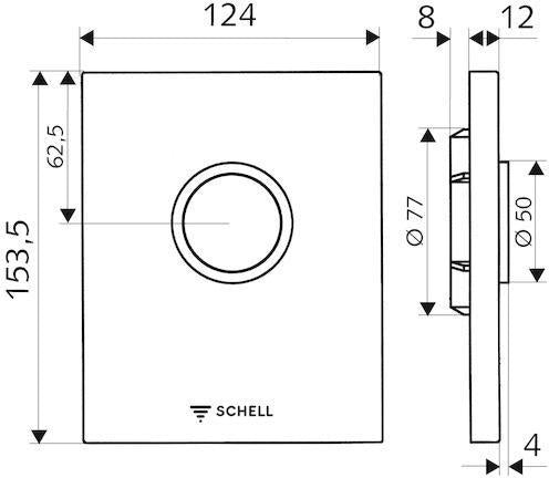 SCHELL WC-Betätigungsplatte EDITION Ein-Knopf Kunststoff chrom für Unterputz-Druckspüler