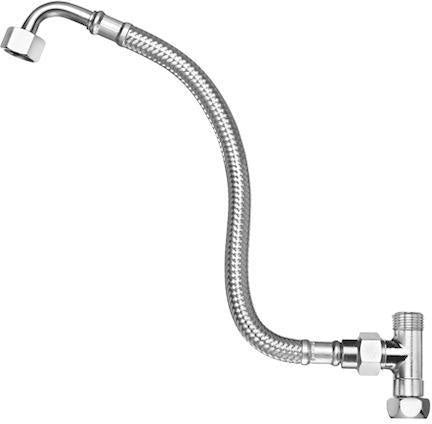 SCHELL Anschlussset für Eckventil-Thermostat DN 10, chrom – Flexibler Clean-Flex S-Schlauch 300 mm