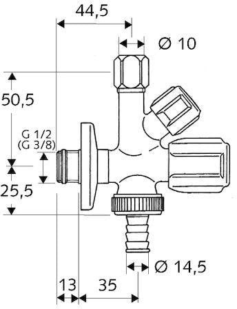 SCHELL Kombi-Eckventil COMFORT RV, ASAG, 3/8 Zoll, chrom – mit Rückflussverhinderer