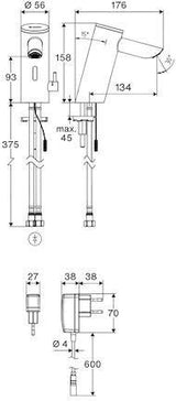 SCHELL PURIS E2 HD-M Elektronik-Waschtischarmatur mit ToF-Sensor und Steckernetzteil, chrom